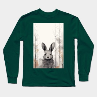 Misty boreal watercolor rabbit Long Sleeve T-Shirt